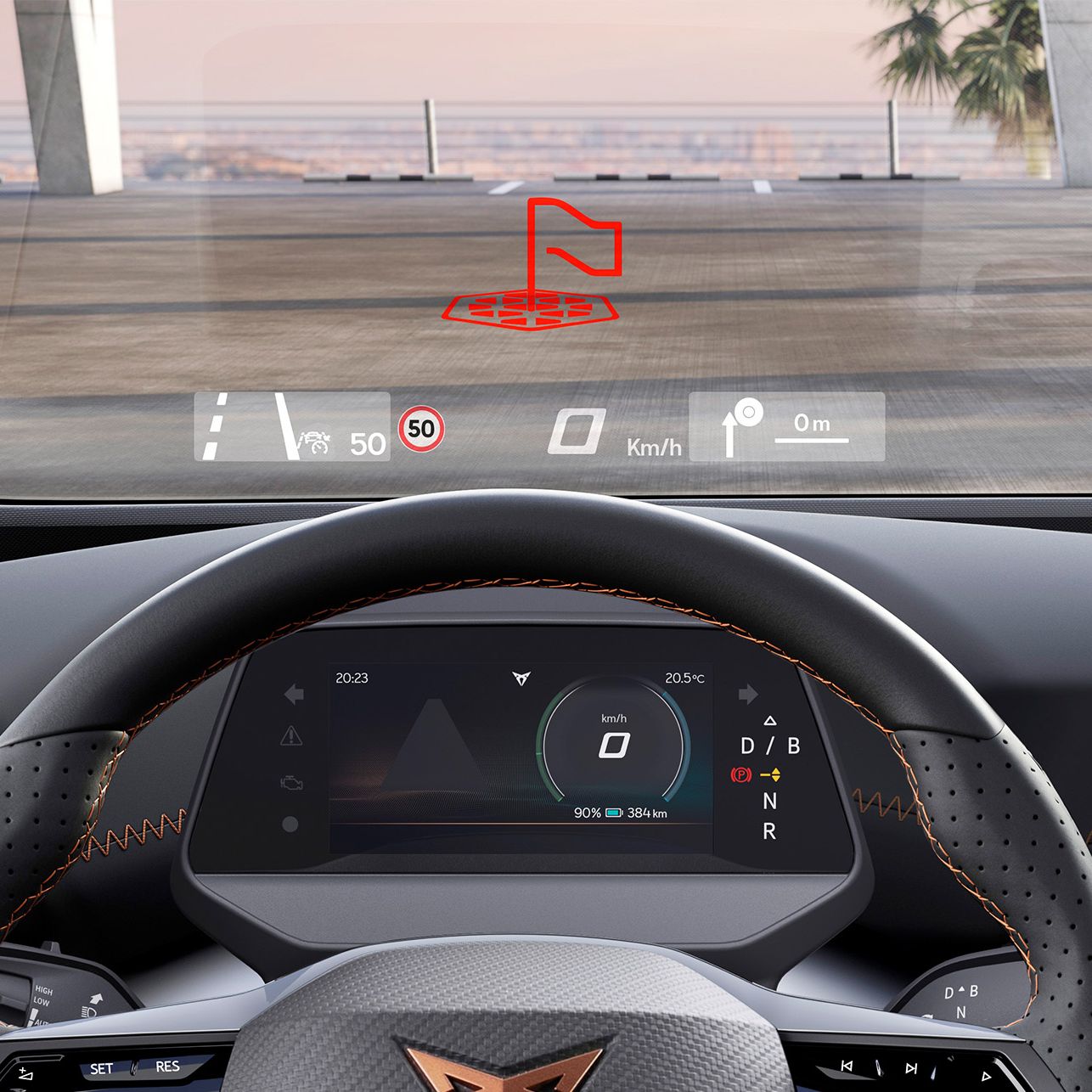 Innenansicht CUPRA Born mit Augmented  Reality Head-Up Display