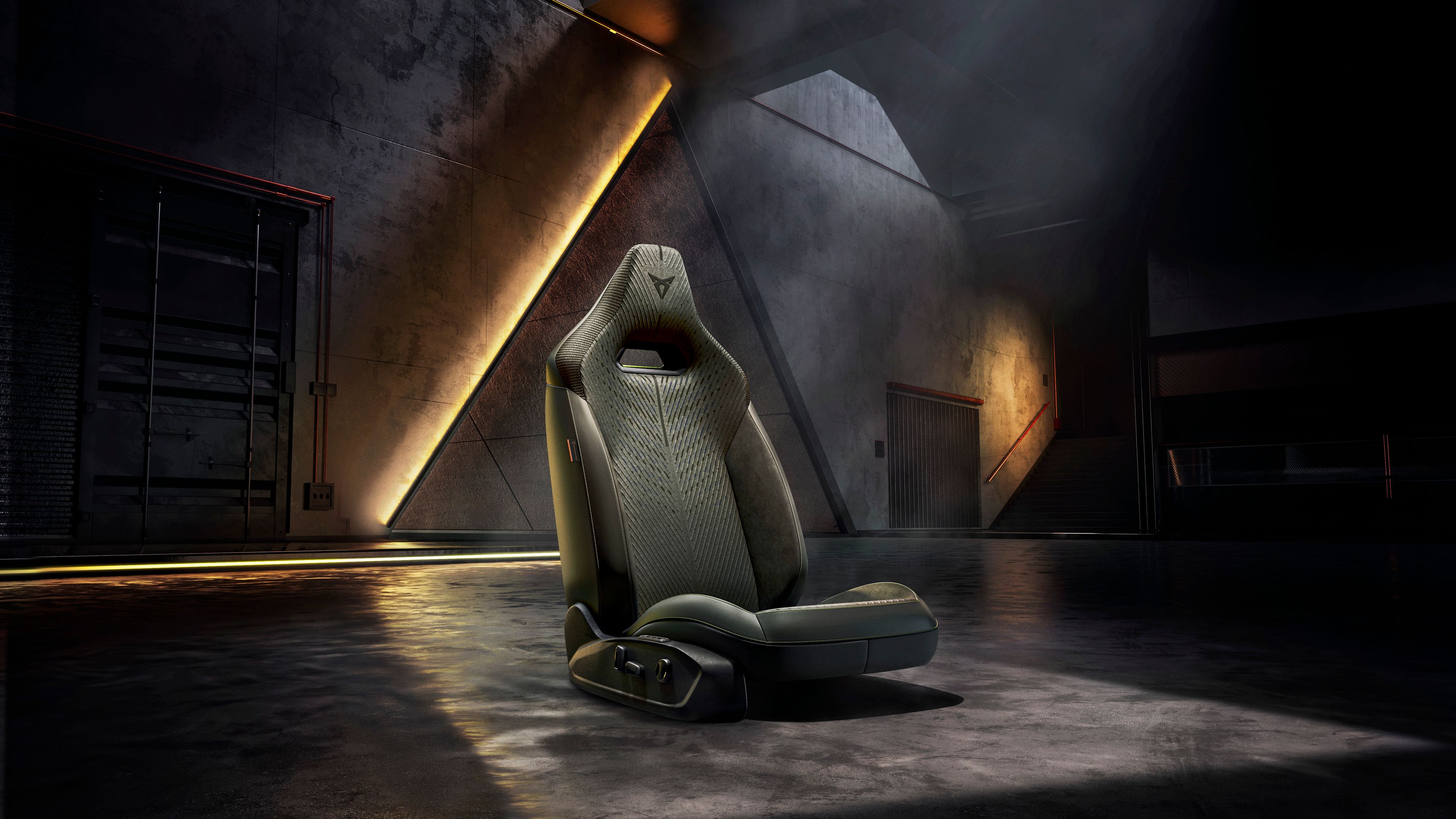 Vedere interioară care arată tapițeria Tribului și detaliile de design ale scaunelor.